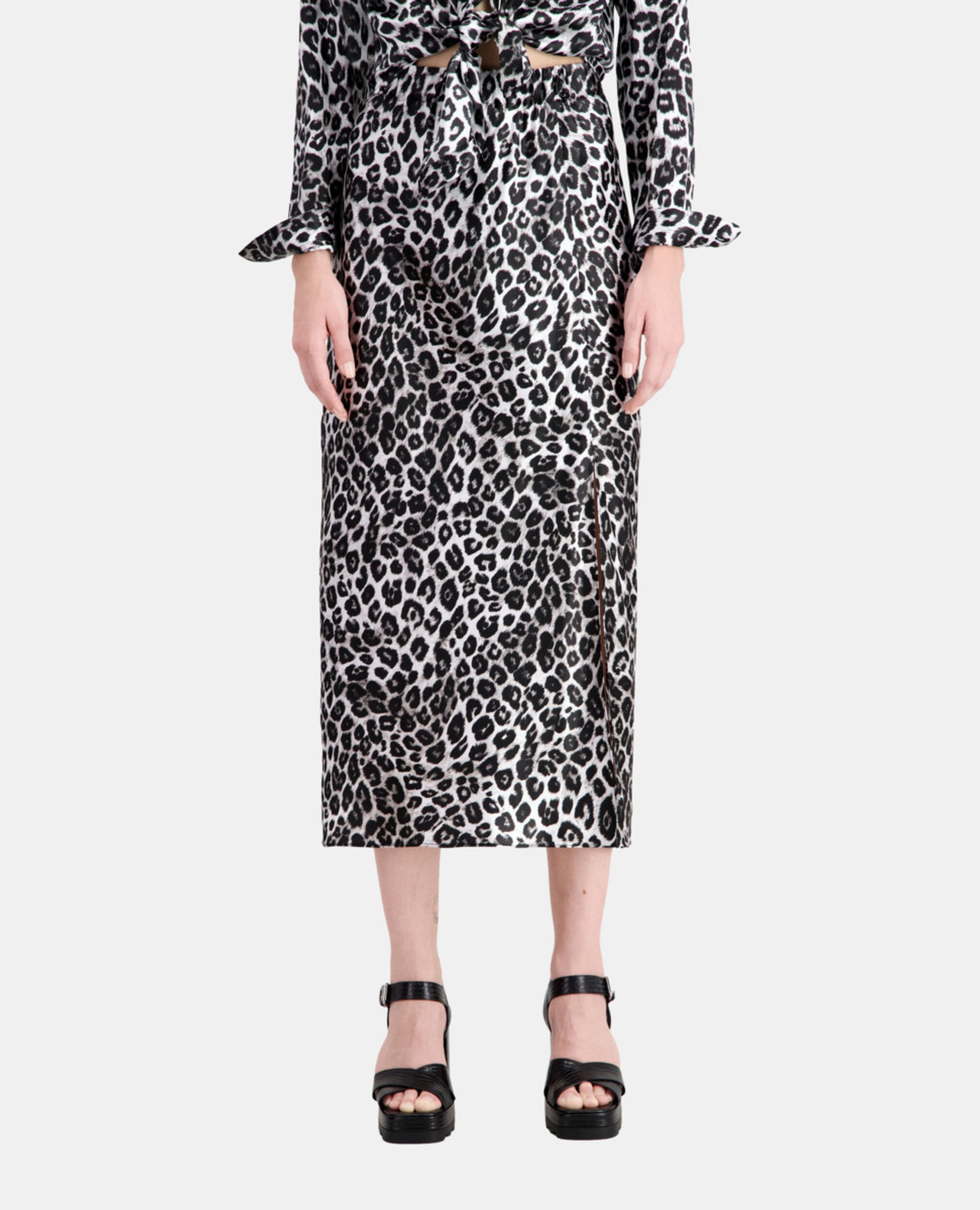 Jupe longue imprimée en soie, BLACK WHITE LEOPARD, hi-res image number null