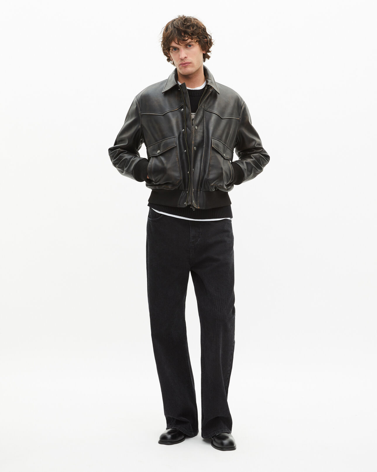 The Kooples MEN DARK BROWN brown leather jacket