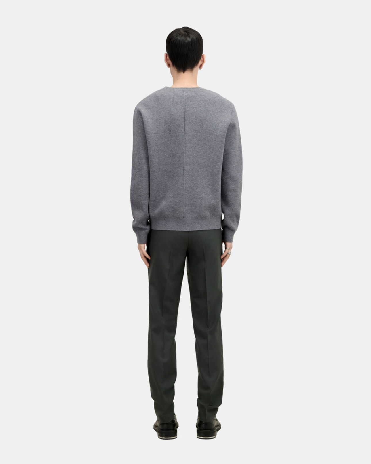 The Kooples HOMME MELANGE GREY pull en laine mélangée avec broderie gris