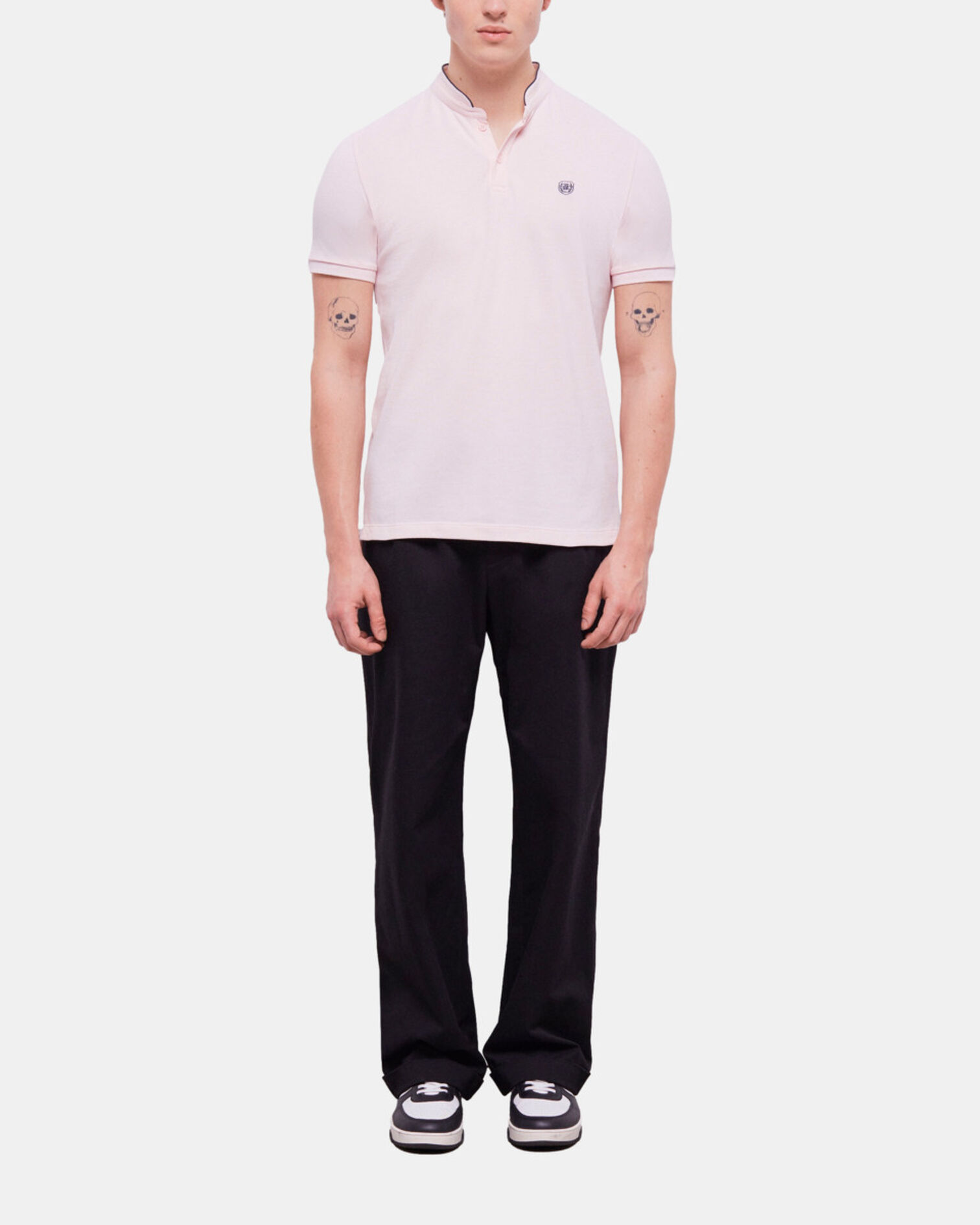  Pink officer collar polo shirt, PINK, hi-res image number null