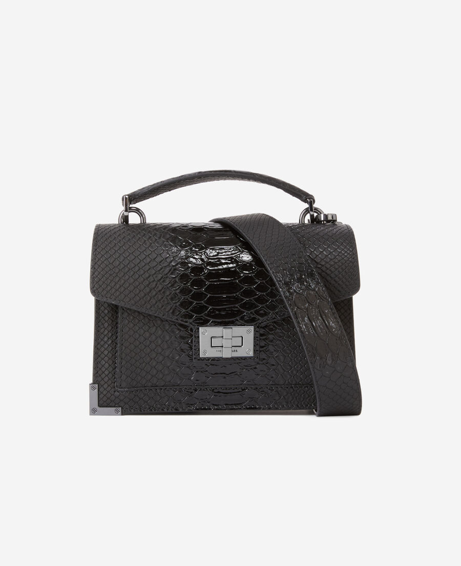 emily small bag in black python-effect leather