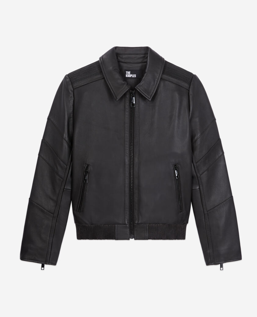 The Kooples FEMME BLACK blouson biker en cuir noir