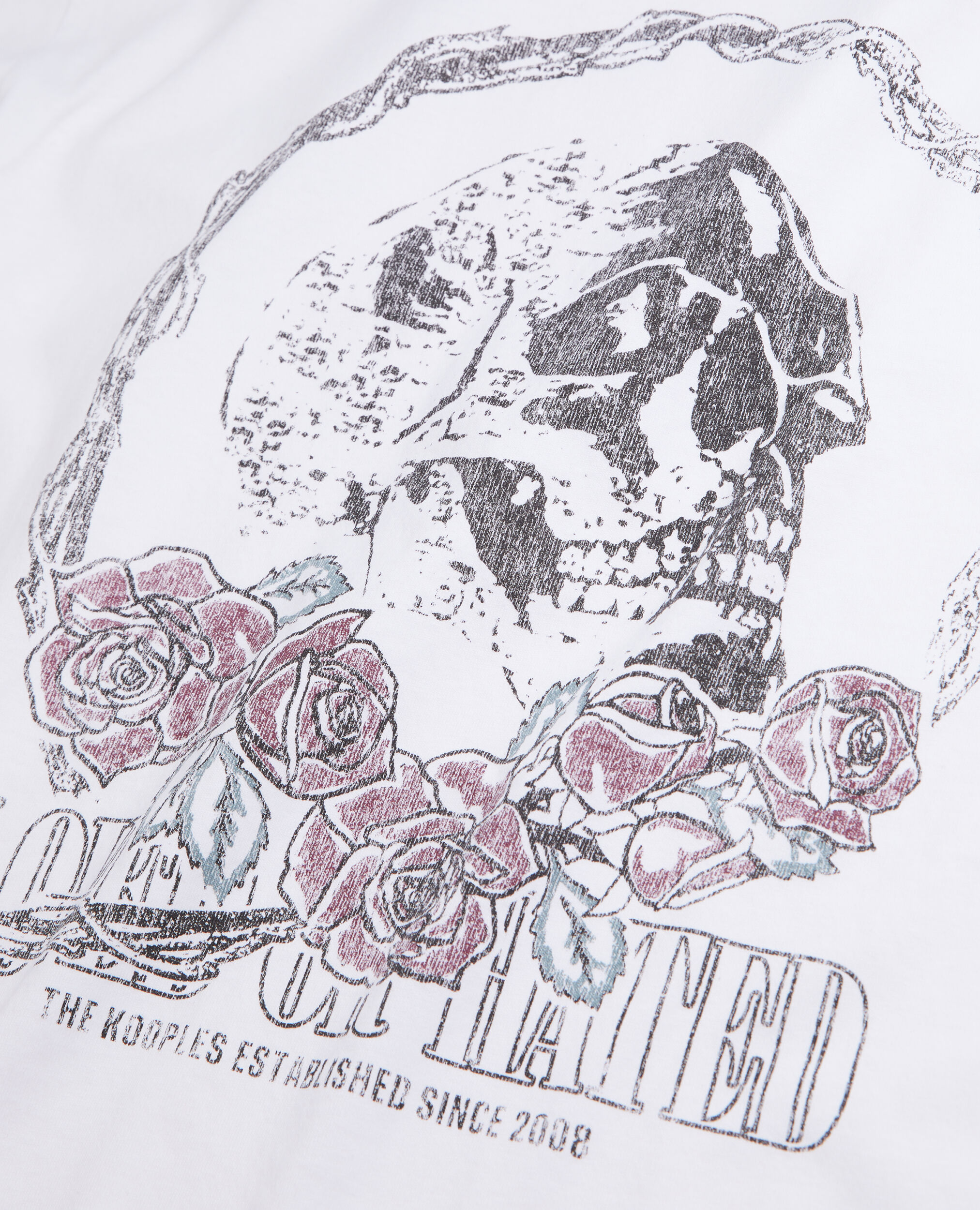 T-shirt Femme blanc avec sérigraphie Vintage skull, WHITE, hi-res image number null