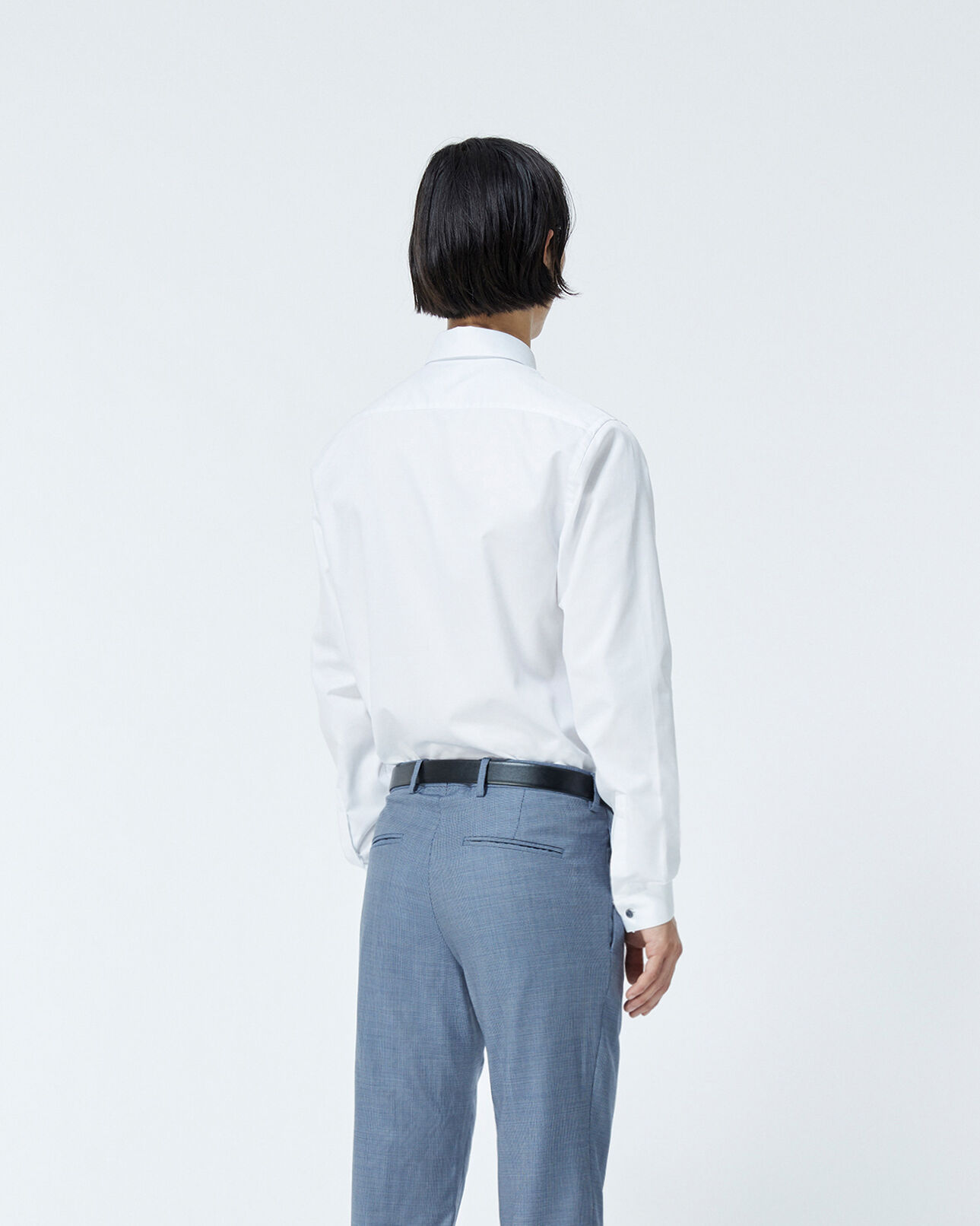 The Kooples MEN WHITE white classic-collar shirt w/embroidered logo