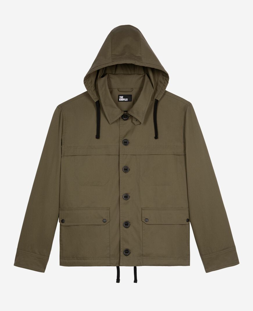 The Kooples HOMME KAKI parka courte à capuche kaki