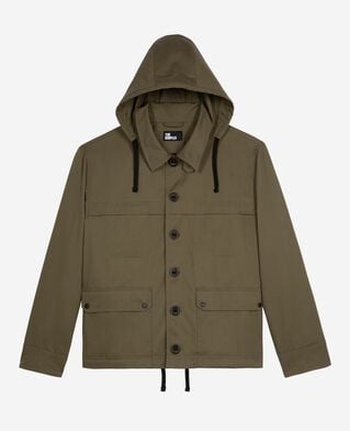 The Kooples HOMME KAKI parka courte à capuche kaki