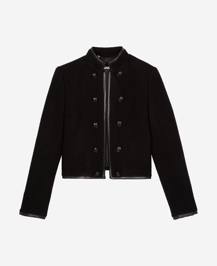 The Kooples FEMME BLACK veste style officier en laine noire