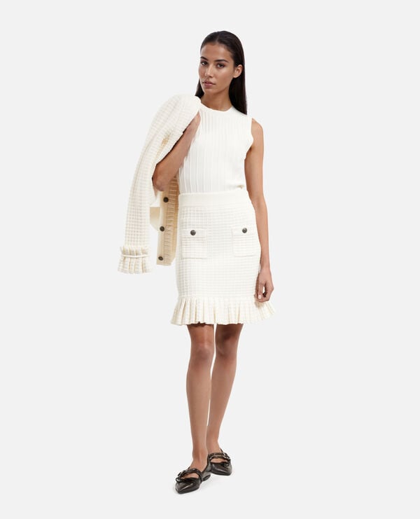The Kooples WOMEN ECRU short ecru knit skirt