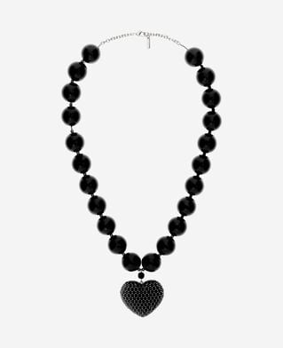 The Kooples F BLACK black pearl heart pendant necklace