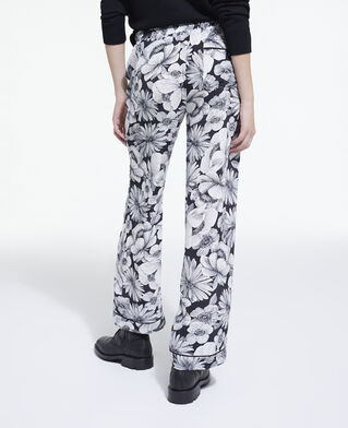 The Kooples WOMEN BLACK WHITE floral silk pants
