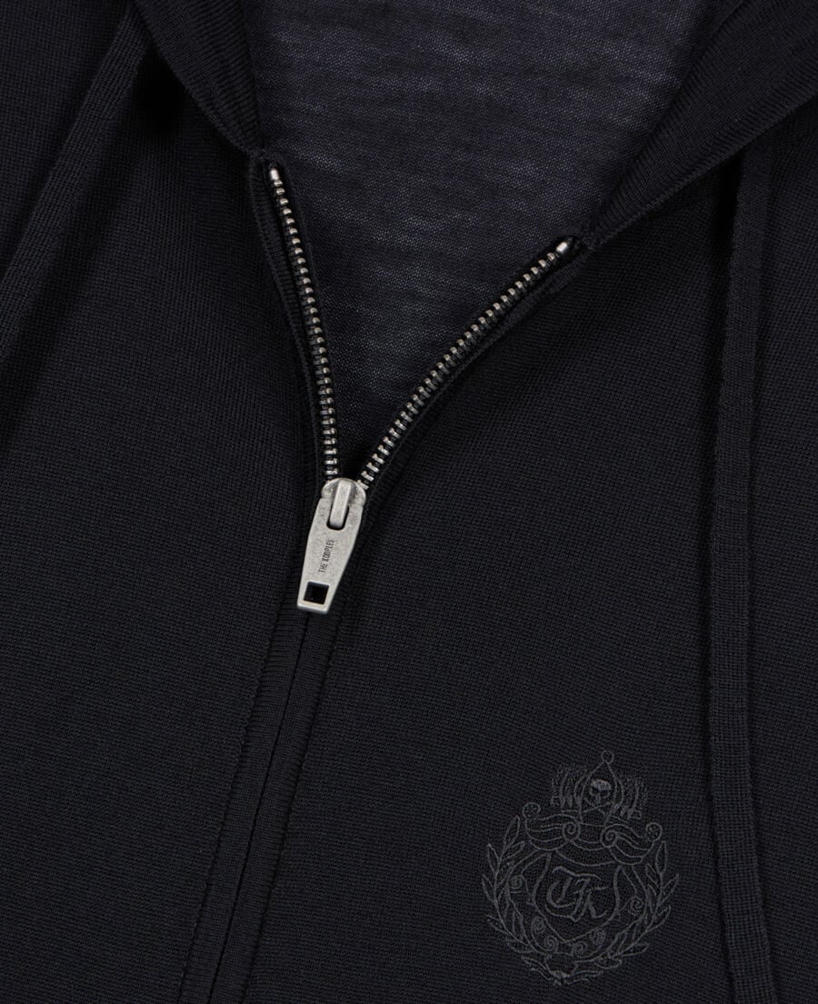 The Kooples HOMME BLACK cardigan &agrave; capuche en laine noir