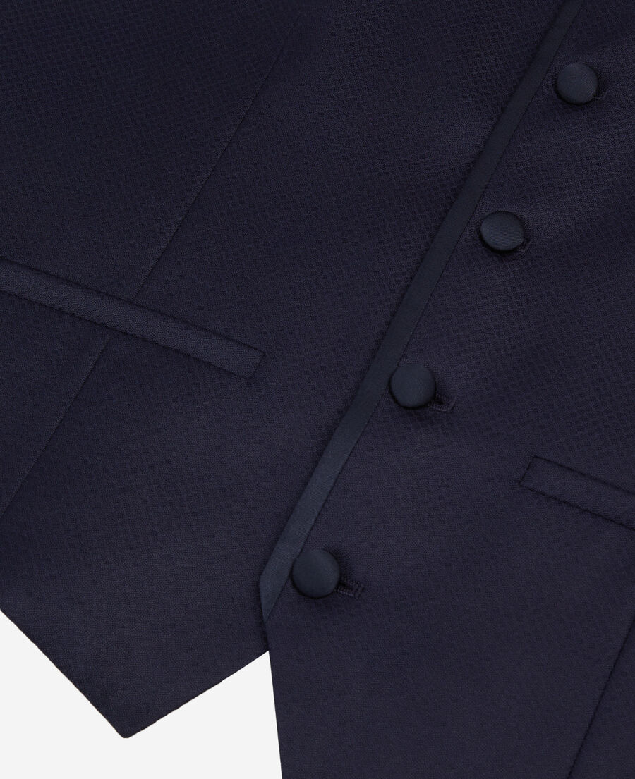 The Kooples HOMME NAVY gilet de smoking en laine bleu marine coupe ajustée