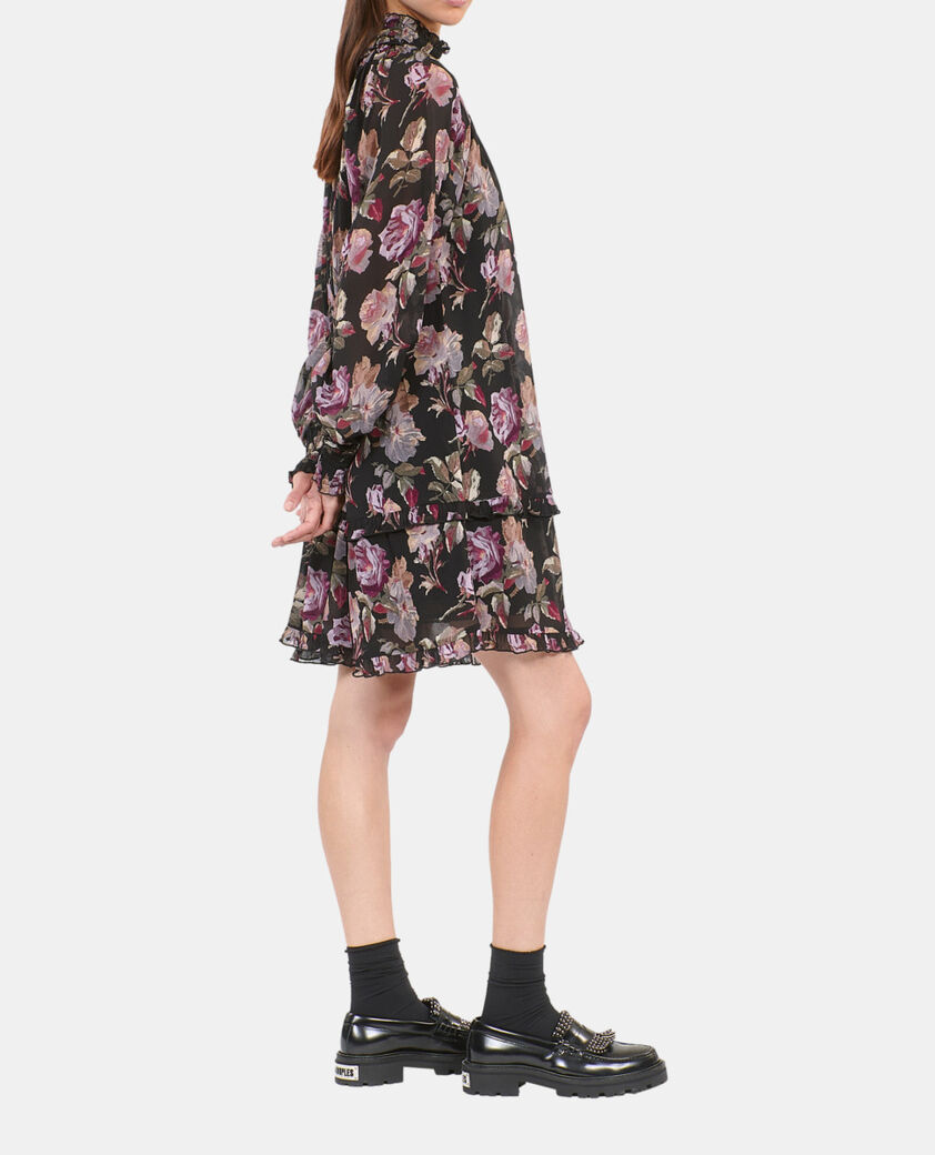 The Kooples DAMEN BLACK / PURPLE kurzes kleid mit blumenprint