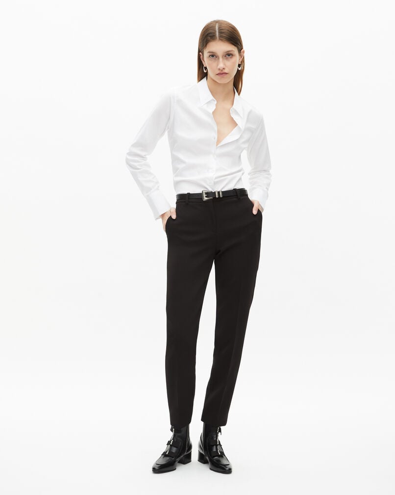 The Kooples FEMME BLACK pantalon tailleur en crêpe noir coupe droite