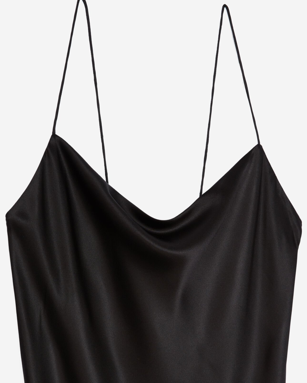 The Kooples WOMEN BLACK long black dress with silk shoulder straps