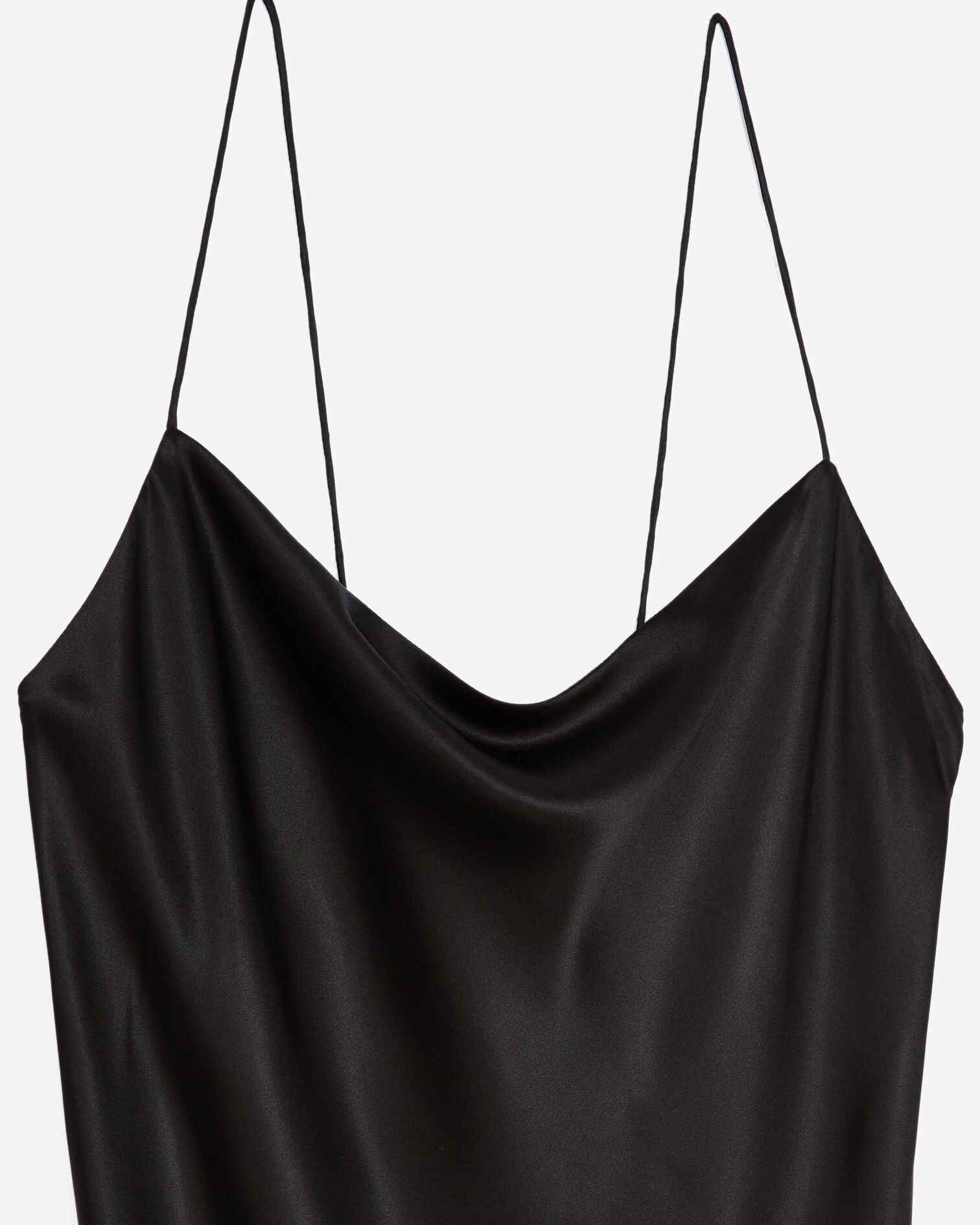 Long black dress with silk shoulder straps, BLACK, hi-res image number null