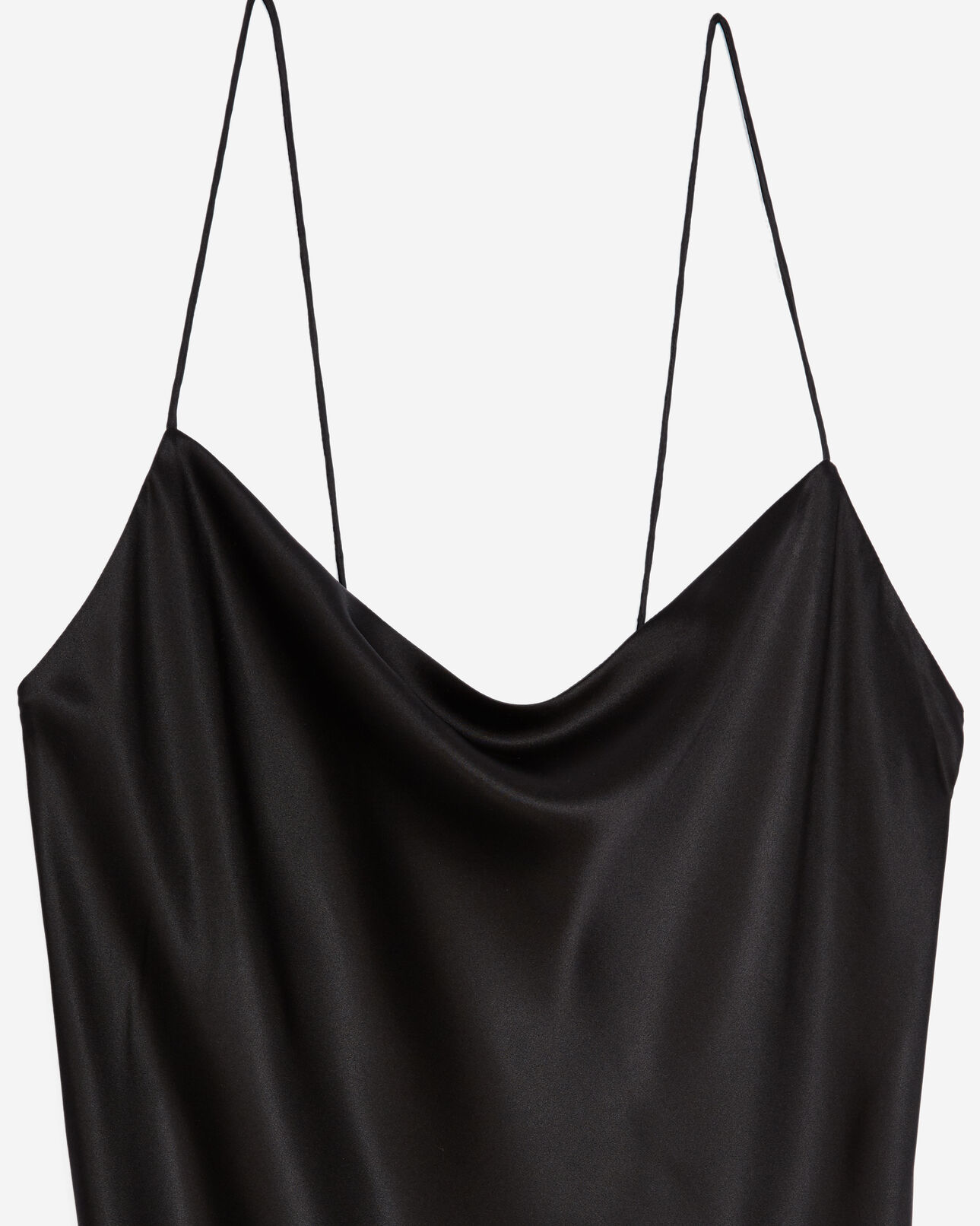 The Kooples FEMME BLACK robe longue noire fines bretelles soie