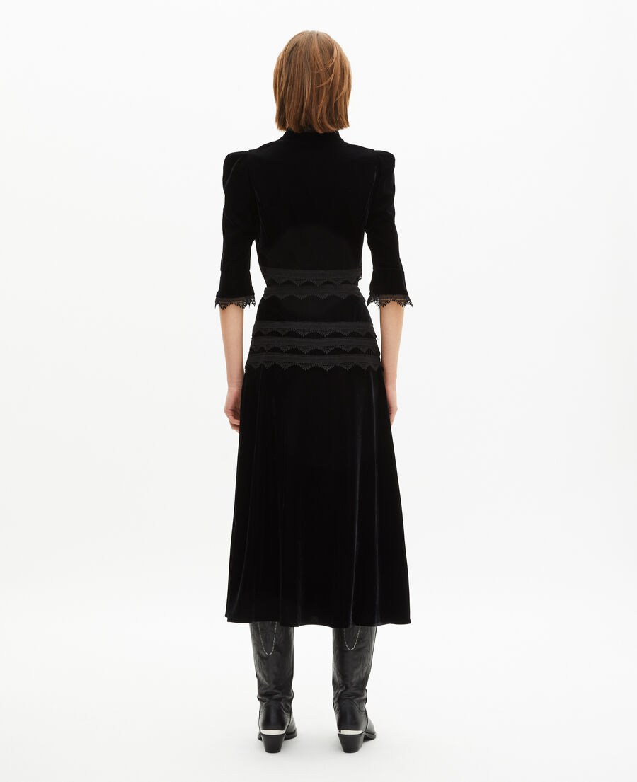 The Kooples F BLACK long black velvet skirt