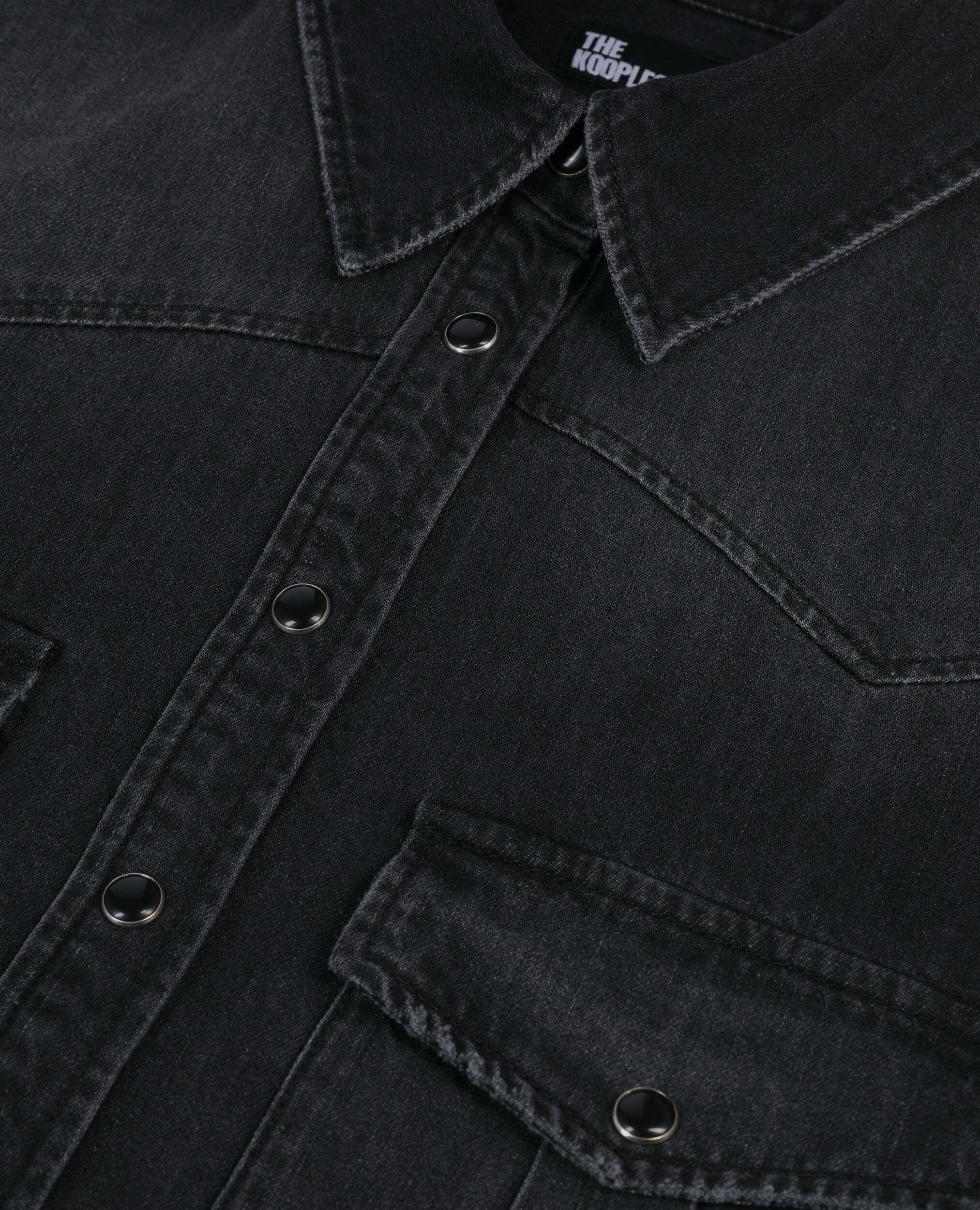 Short grey denim shirt, BLACK WASHED, hi-res image number null