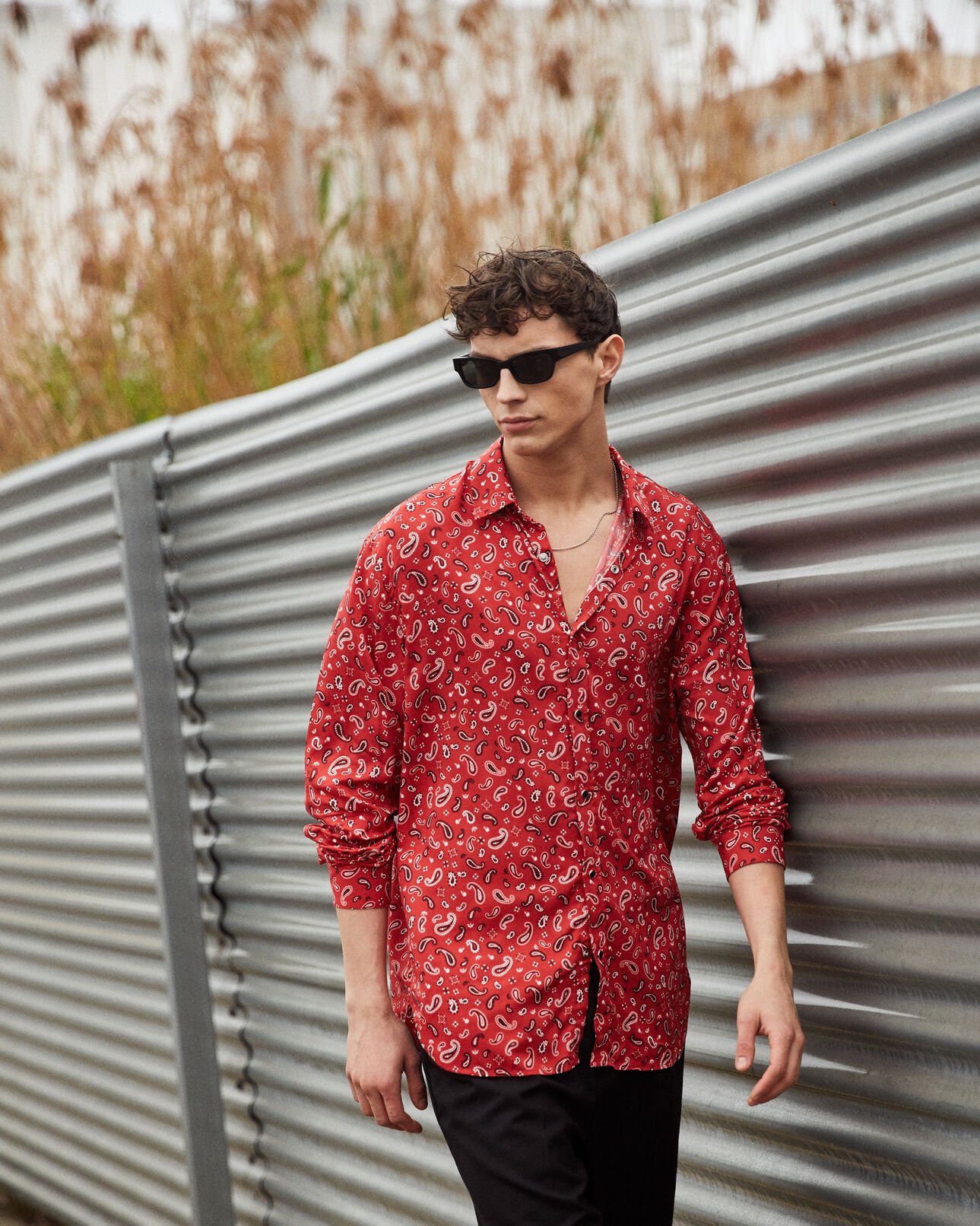 The Kooples HOMME RED / ECRU chemise imprimé bandana rouge et blanc