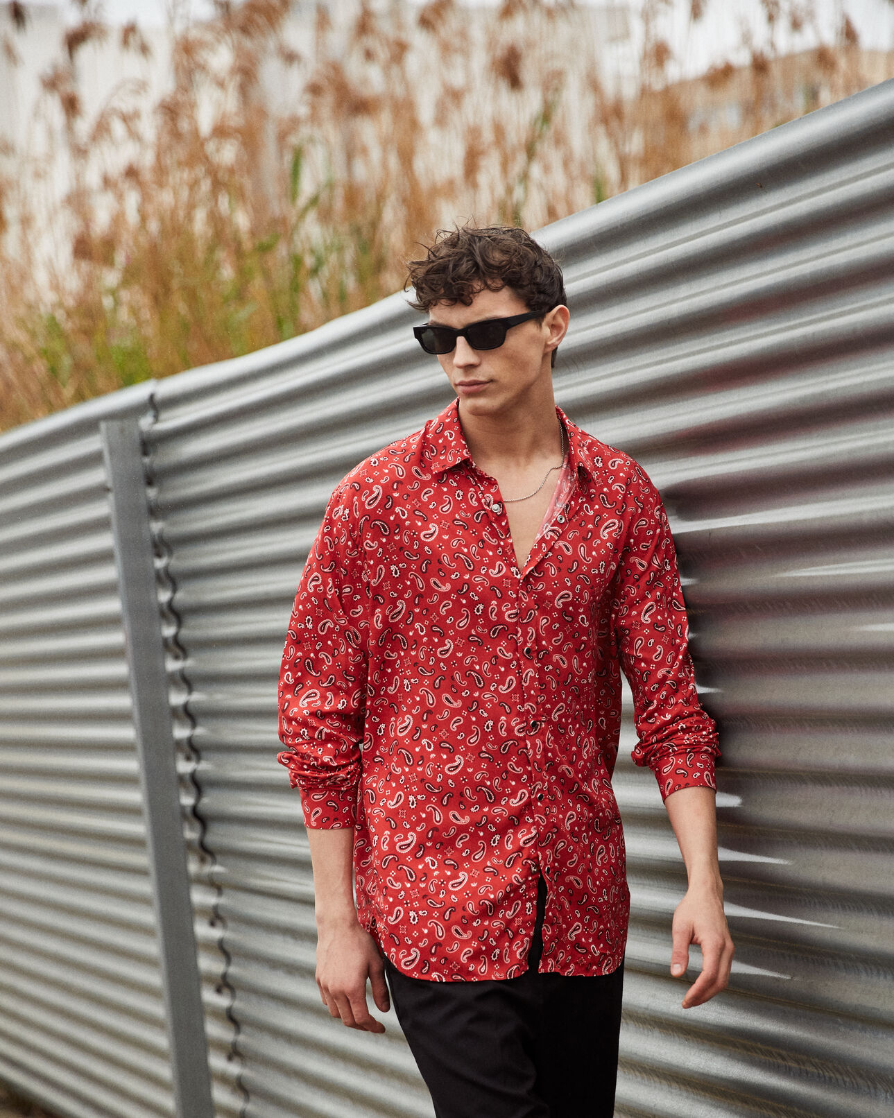 The Kooples HOMME RED / ECRU chemise imprimé bandana rouge et blanc