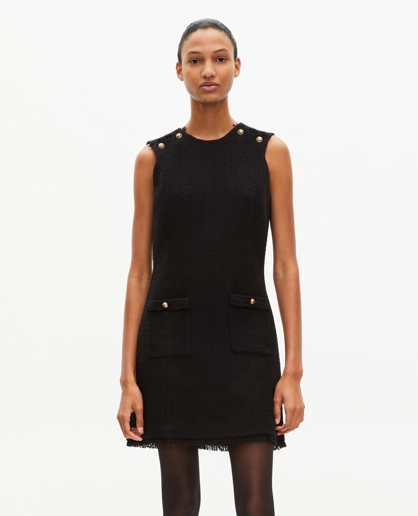 The Kooples DAMEN BLACK kurzes kleid aus schwarzem tweed