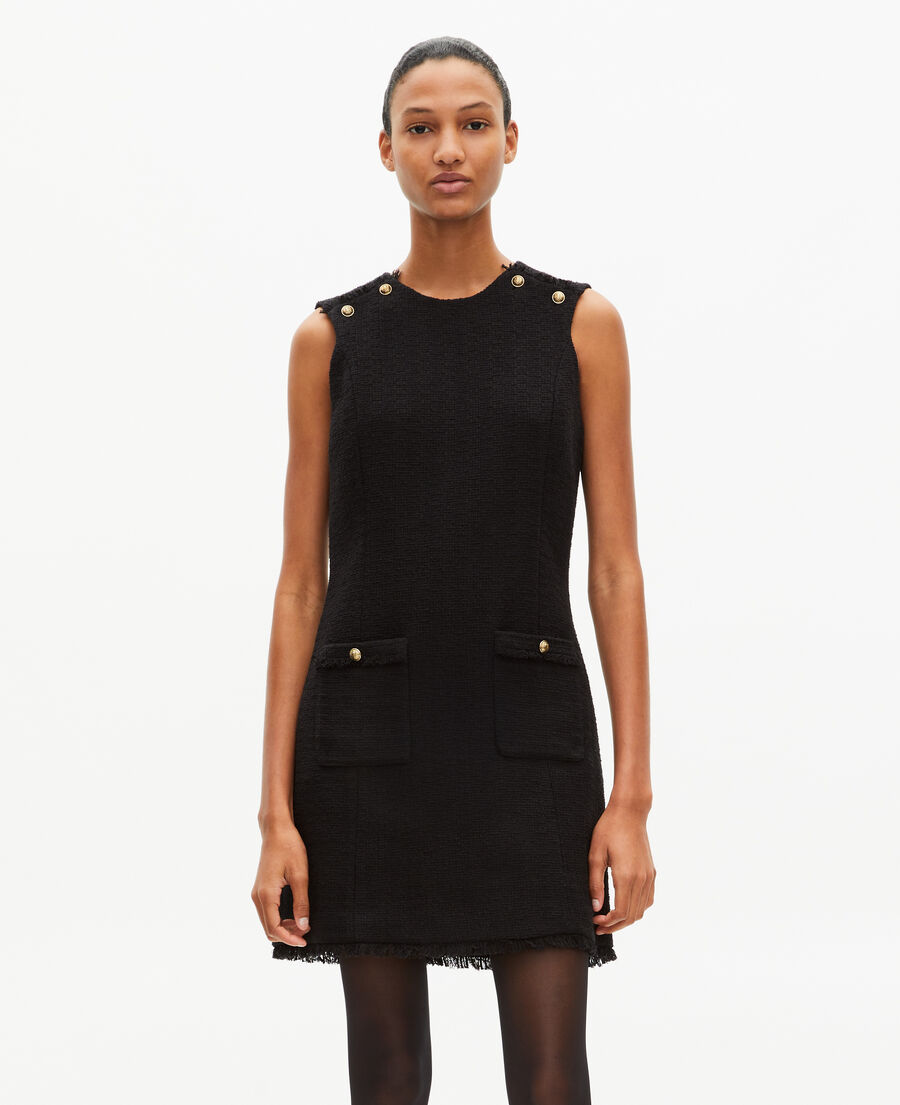 The Kooples WOMEN BLACK short black tweed dress