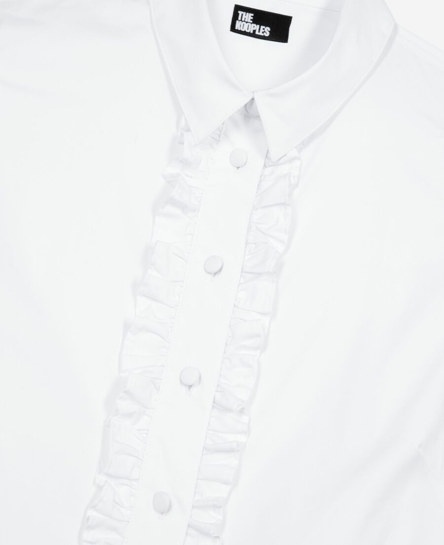 The Kooples WOMEN WHITE white poplin shirt with ruffles
