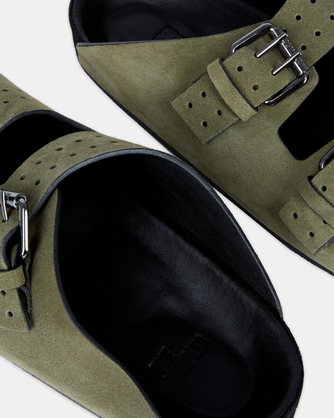 The Kooples HOMME KAKI sandales en cuir kaki