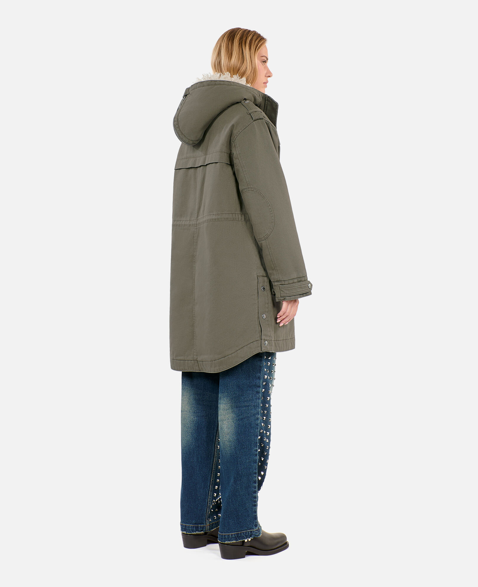 The Kooples WOMEN OLIVE NIGHT khaki hooded parka
