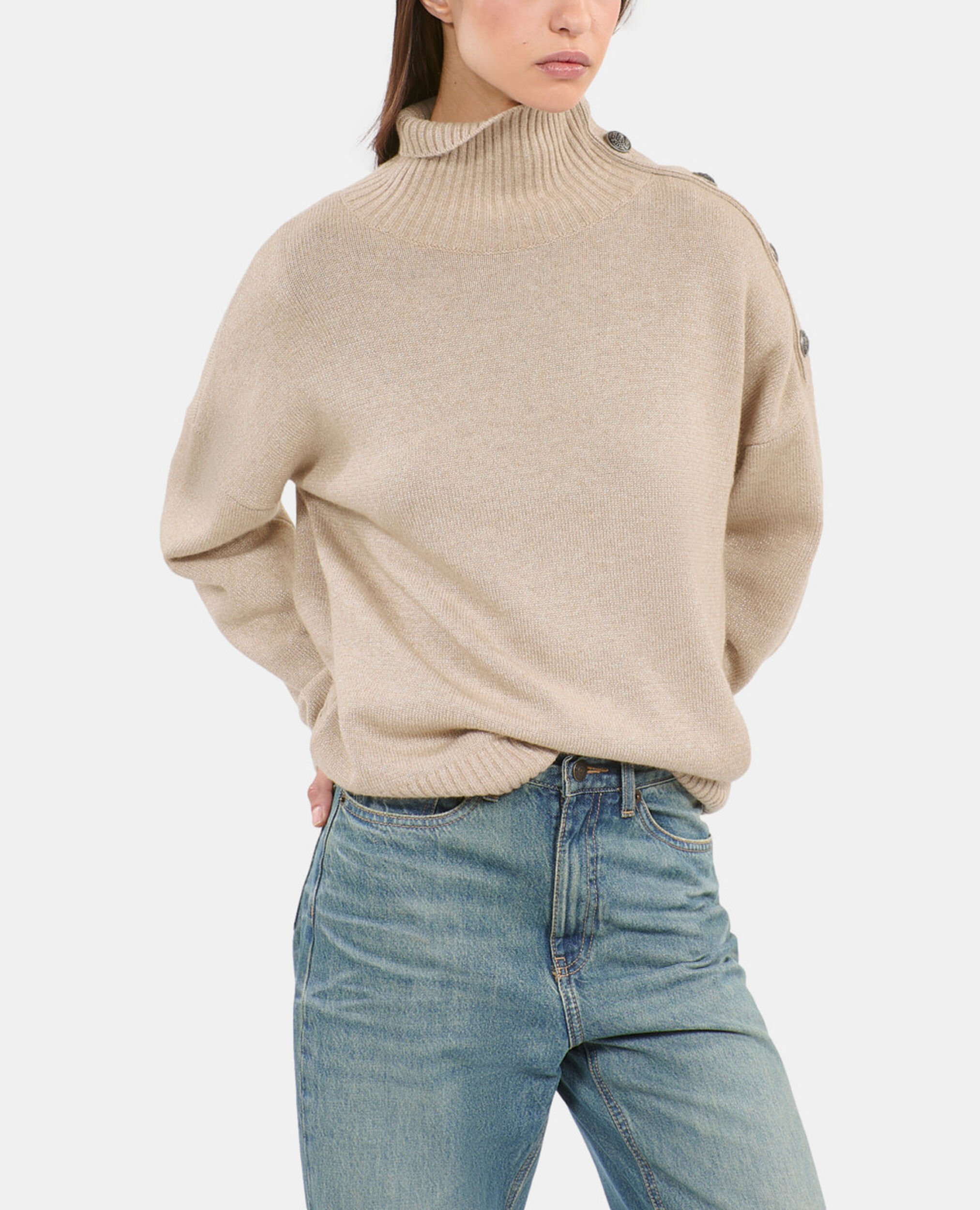 Pull en laine et cachemire camel, CAMEL, hi-res image number null