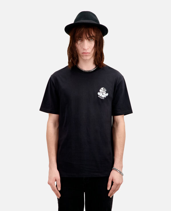t-shirt noir avec broderie vintage skull