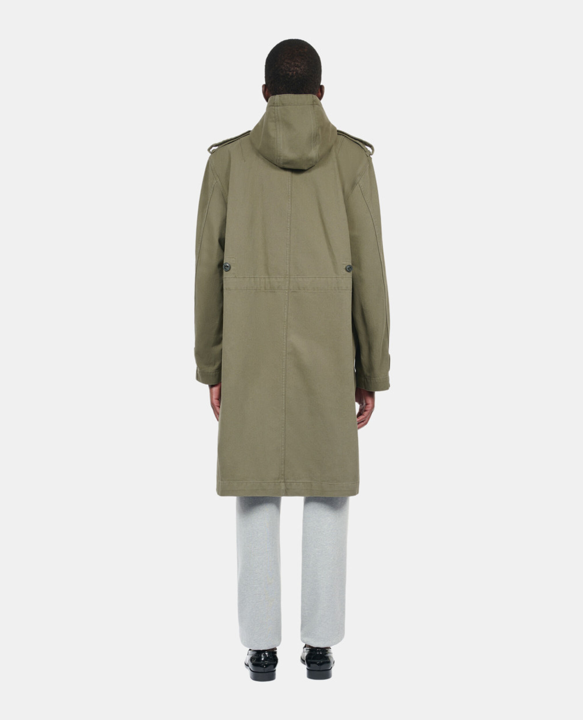Long khaki hooded parka, OLIVE NIGHT, hi-res image number null