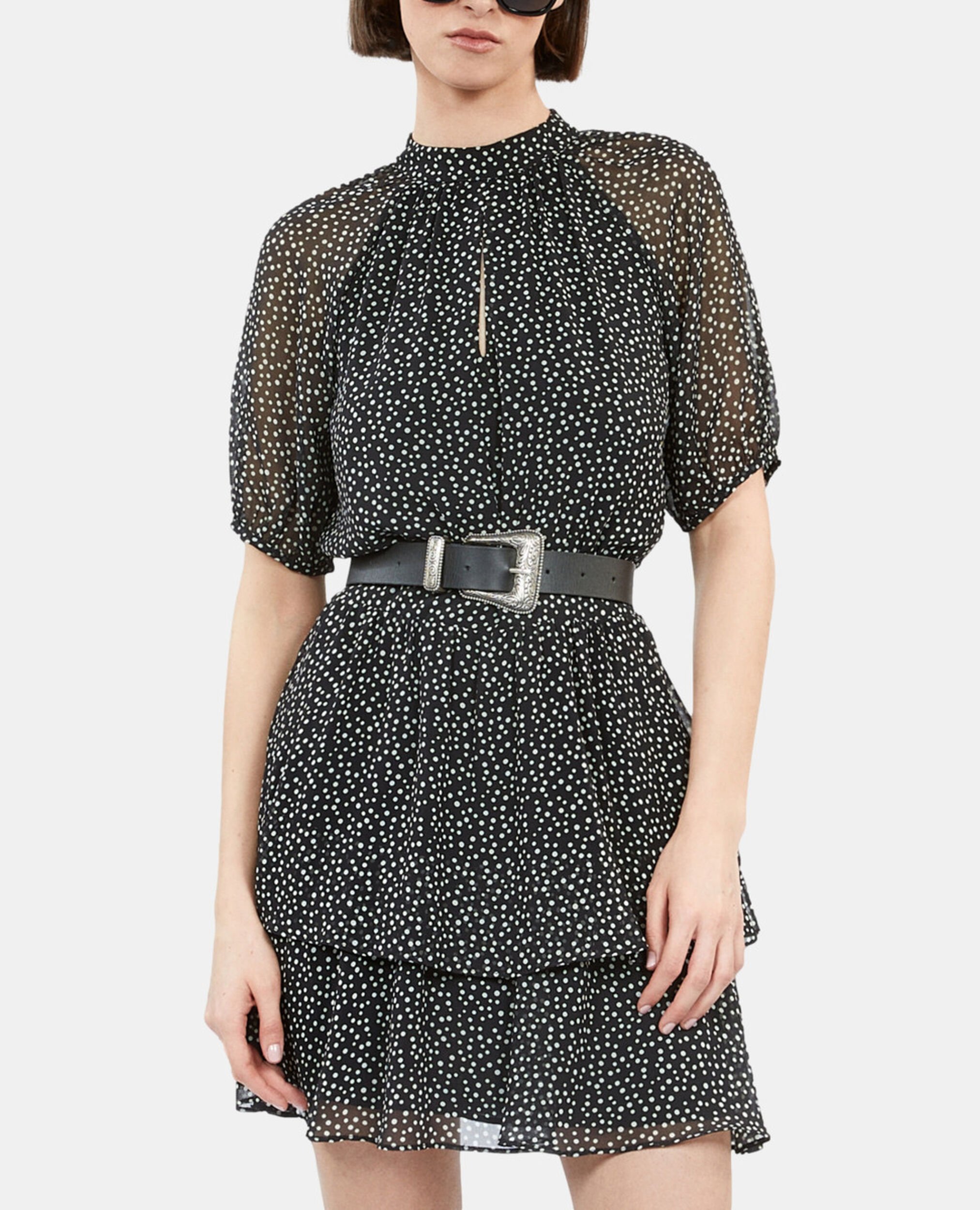 Robe courte à pois noire, BLACK WHITE, hi-res image number null