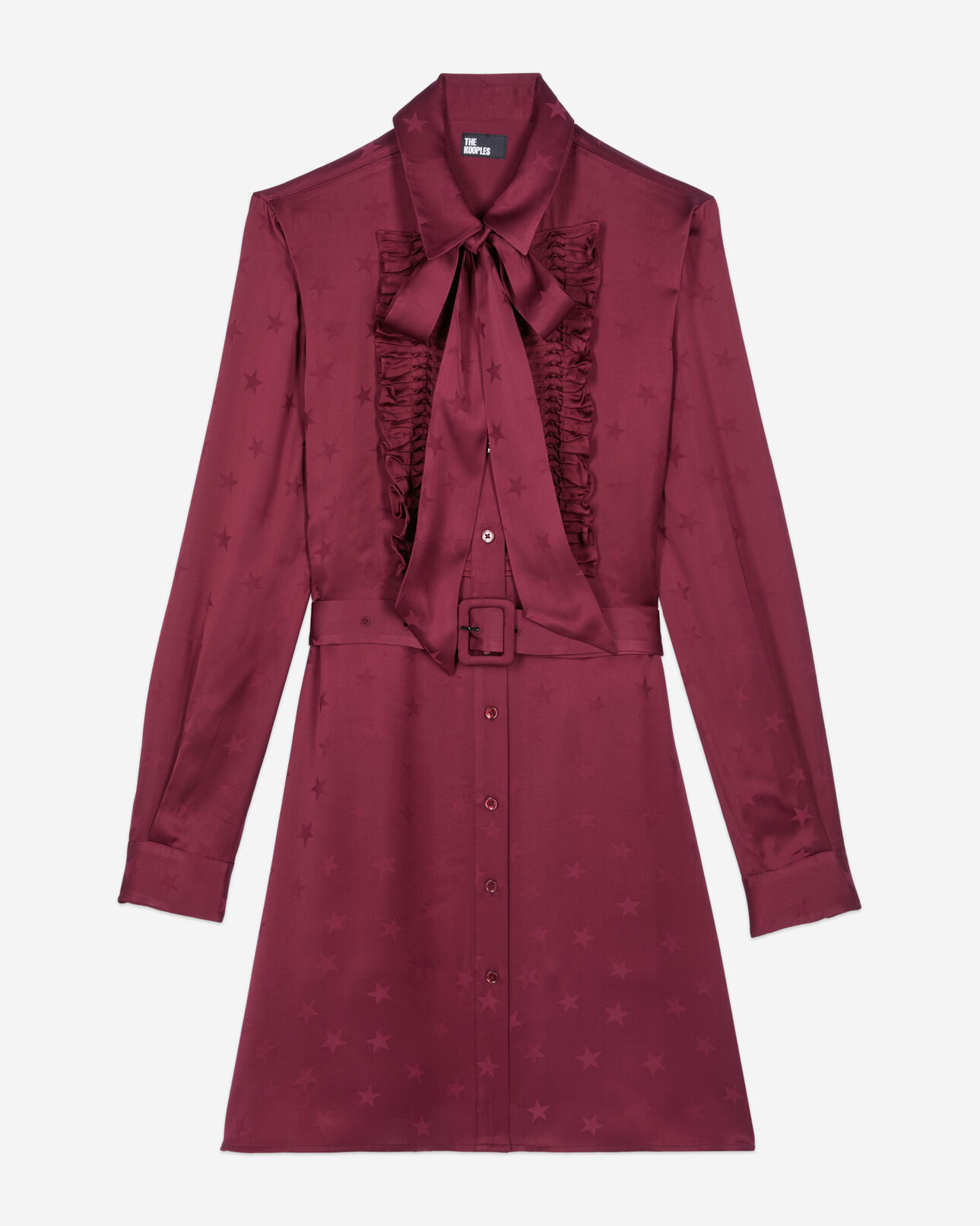 The Kooples FEMME BURGUNDY robe courte jacquard bordeaux