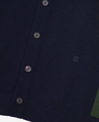 The Kooples HERREN NAVY-GREEN marineblaue doppelseitige wollstrickjacke