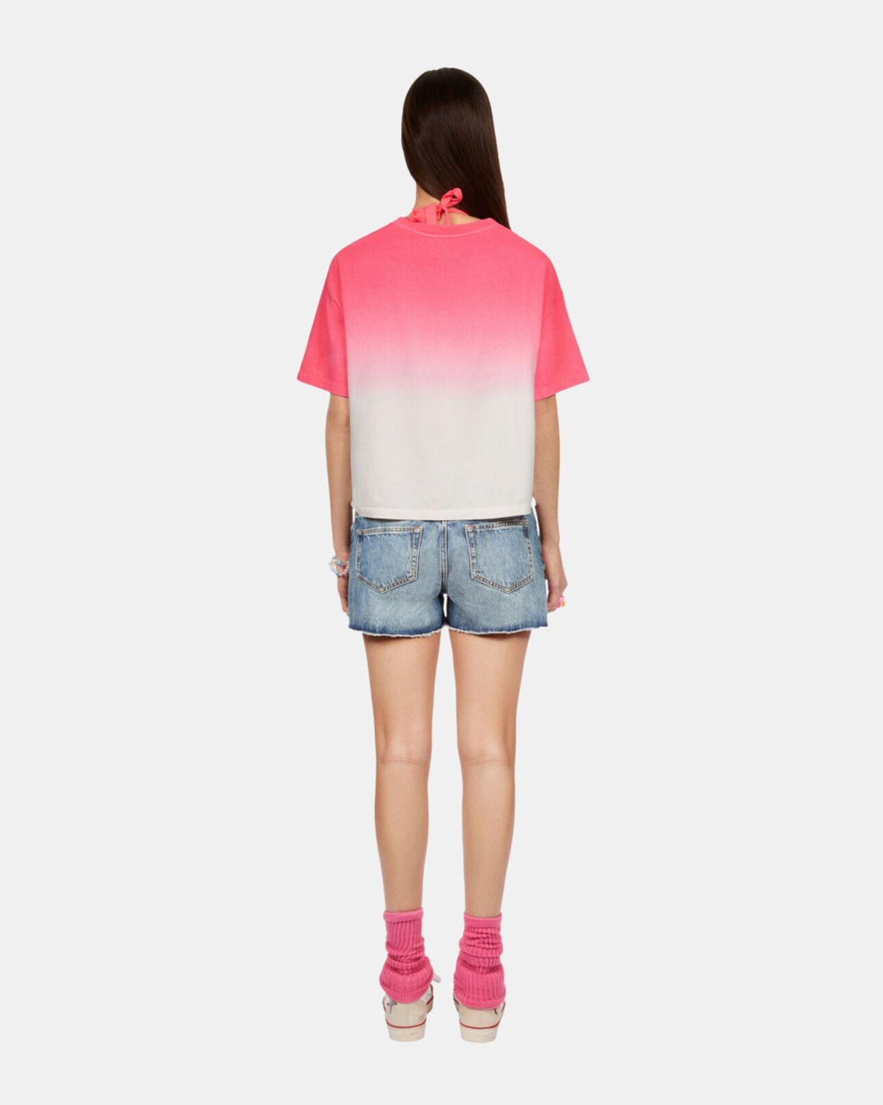 The Kooples WOMEN RETRO PINK gradient pink t-shirt with venice serigraphy