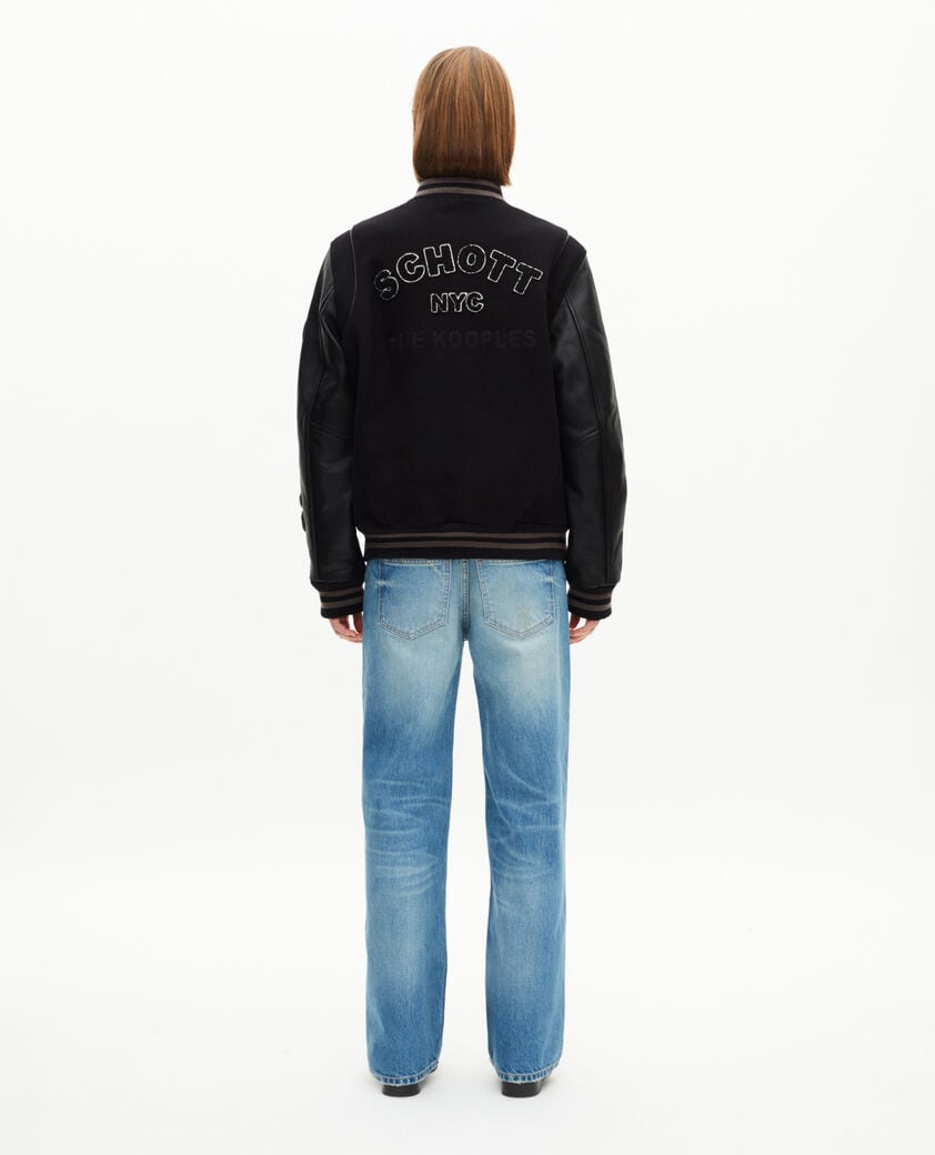 The Kooples DAMEN BLACK the kooples x schott nyc – collegejacke aus schwarzem leder