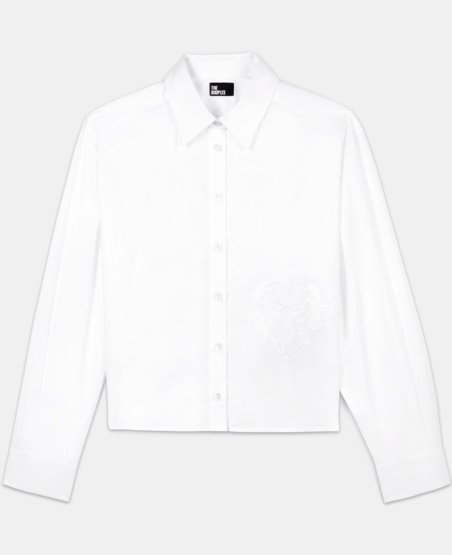 The Kooples WOMEN WHITE white shirt with skull heart embroidery