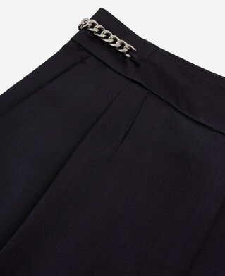 The Kooples WOMEN NAVY navy blue trousers with chains