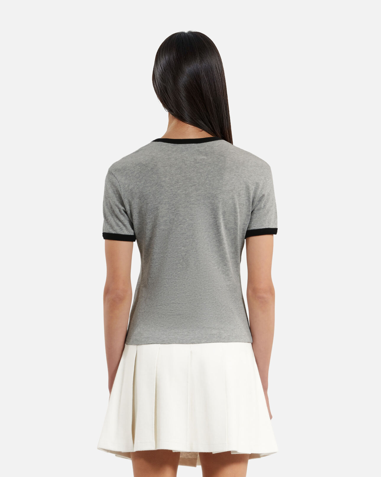 The Kooples DAMEN GREY MELANGE t-shirt mit grauem siebdruck