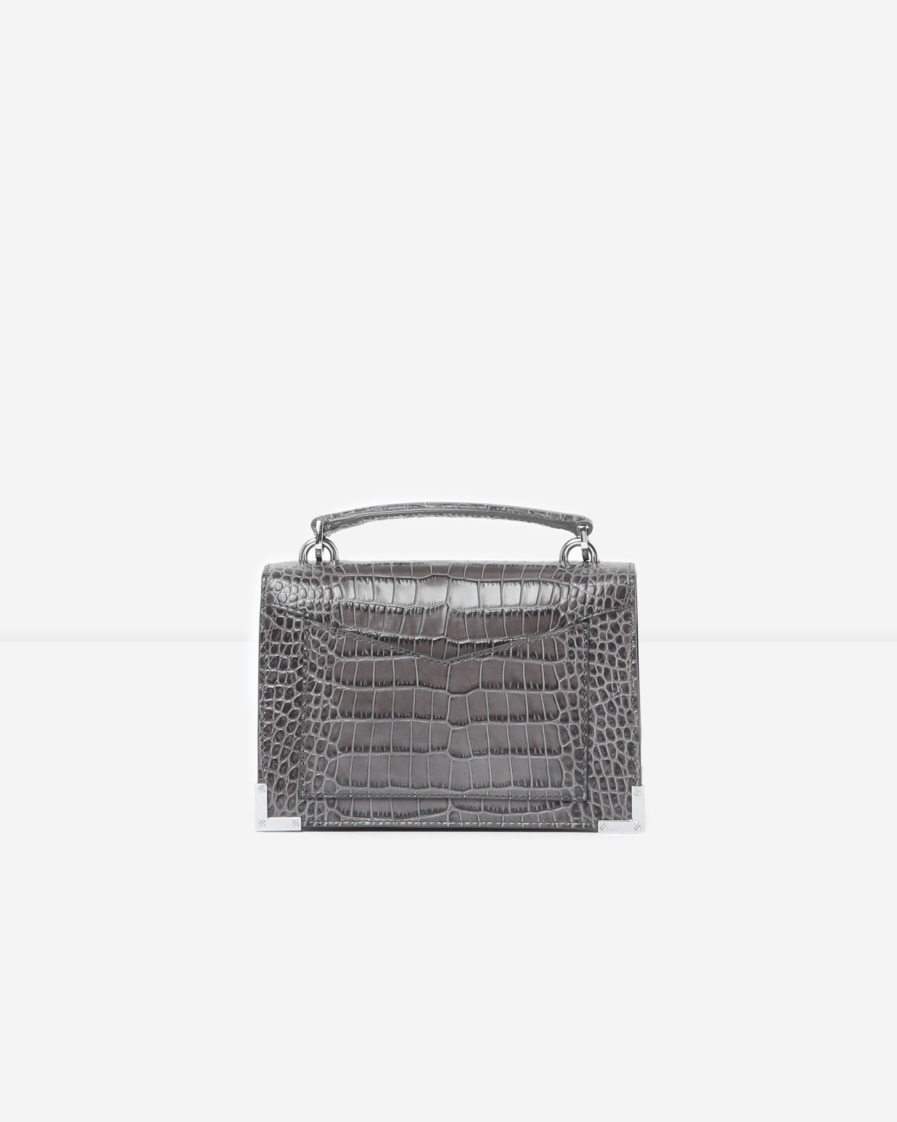 The Kooples DAMEN GREY mini-tasche emily aus leder in dunkelgrauer kroko-optik