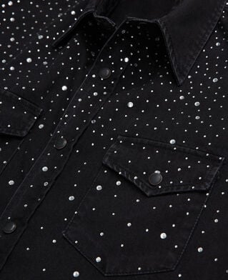 The Kooples FEMME BLACK WASHED chemise d&eacute;tails strass noire
