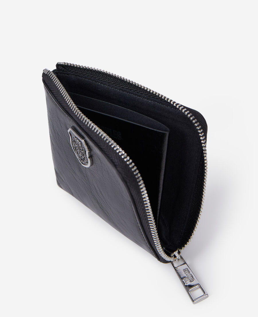 The Kooples MIXTE BLACK porte monnaie blason en cuir noir