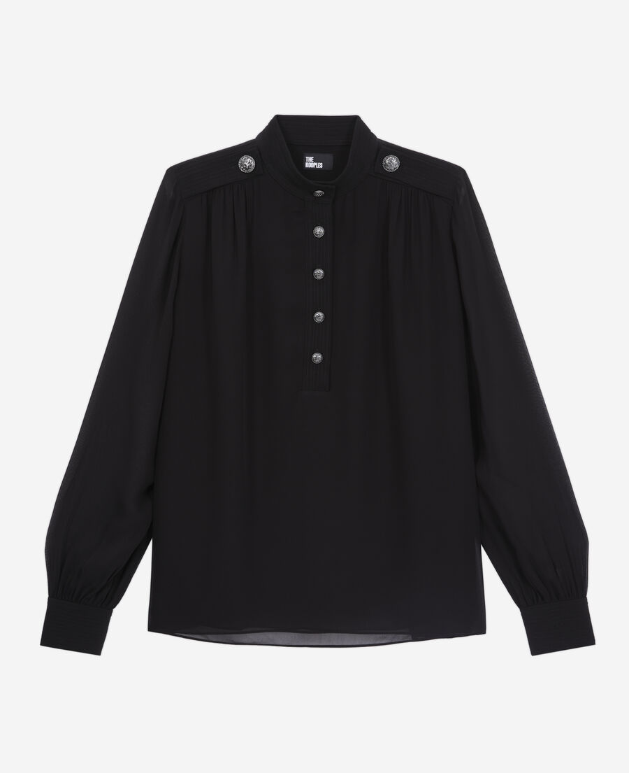 The Kooples WOMEN BLACK black top with bijou buttons