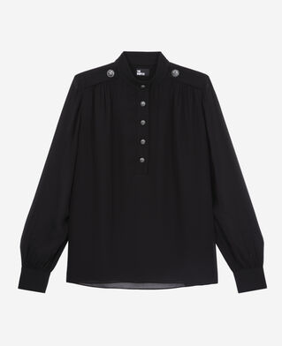 The Kooples WOMEN BLACK black top with bijou buttons