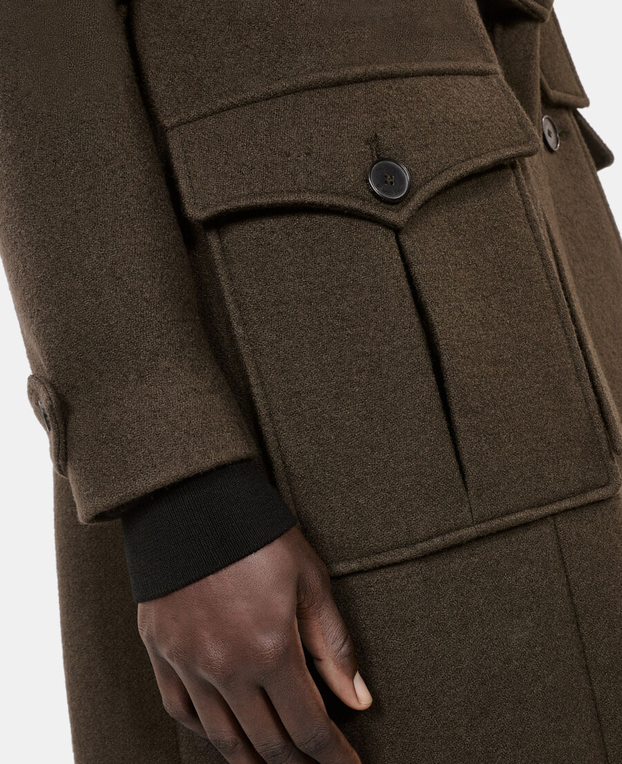 The Kooples F KAKI long wool coat in khaki trench style