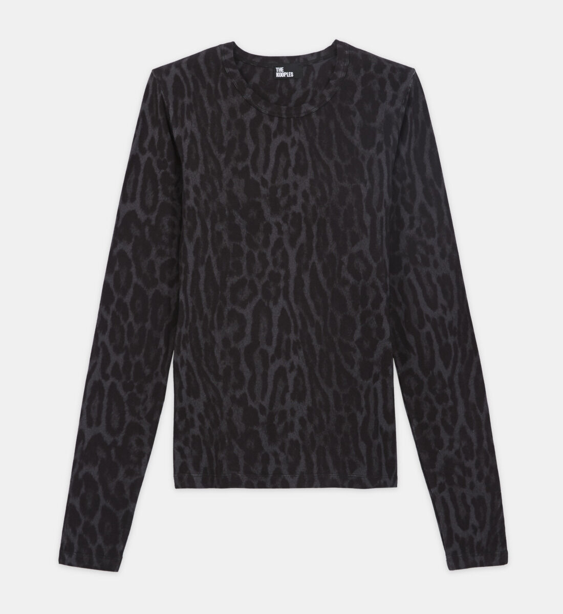 Gray cotton T shirt with leopard print The Kooples US