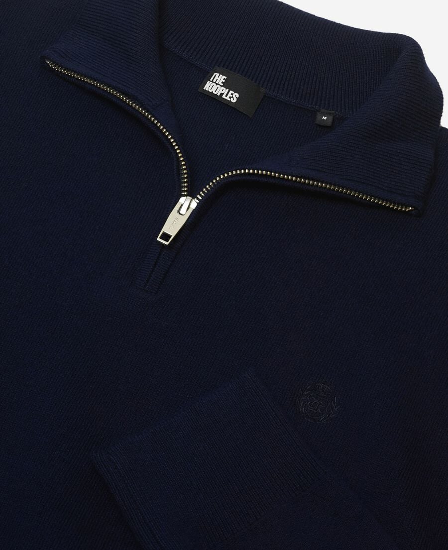 The Kooples MEN NAVY double-faced navy trucker-neck sweater