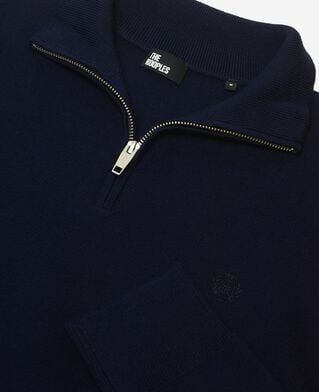 The Kooples MEN NAVY double-faced navy trucker-neck sweater